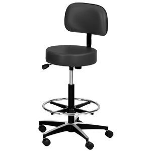 Premium Pneumatic 5-Leg Stool, Black, w/ Back Rest