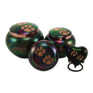 Raku/Bronze Paw Print Urns
