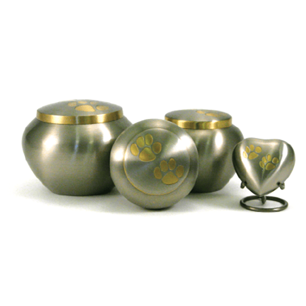 Pewter/Brass Double Paw Print Urns - Image 2